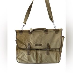 Khaki Brown Canvas Vintage Calvin Klein Overnighter Weekender Travel Bag RARE